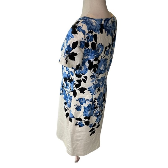 Talbots Dress Womens Floral Short Sleeve Knee Length Spring Summer White 10P - Picture 6 of 11